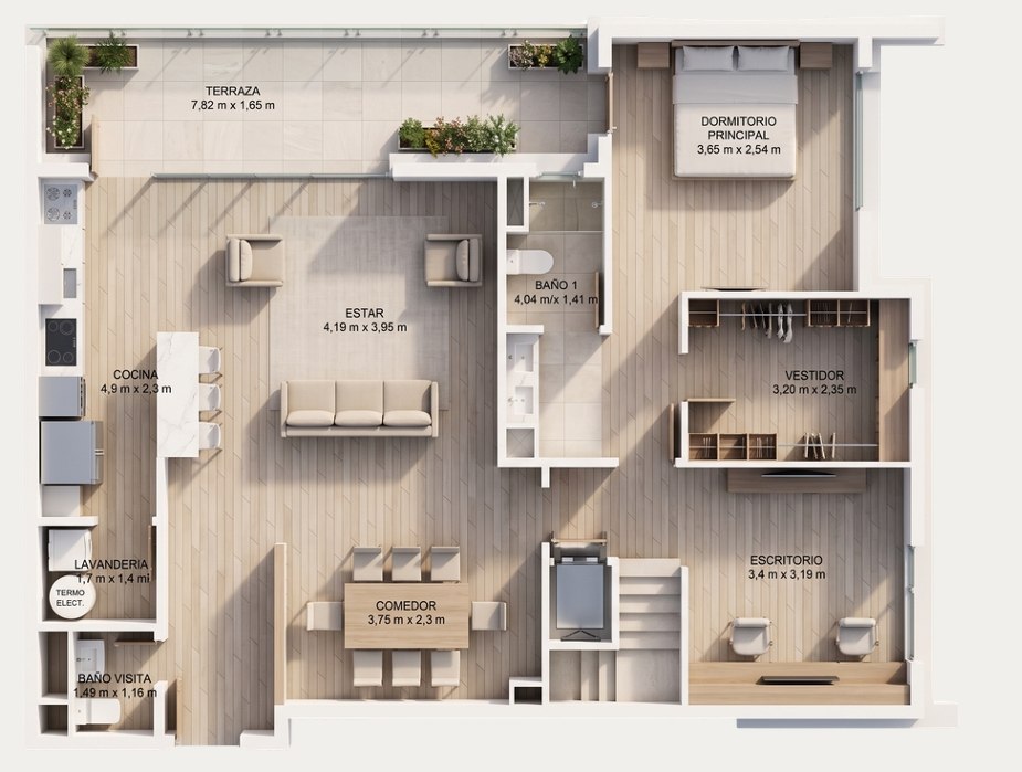 Plano Dúplex Chamonix — Primer Piso